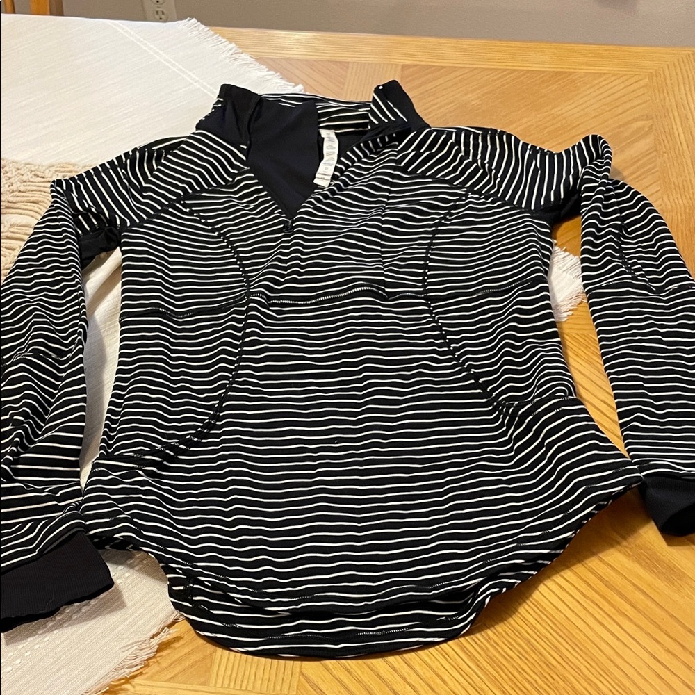 lululemon athletica Black and White Striped Zip Hoodie
